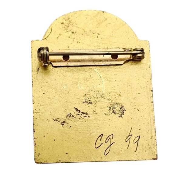 Tree Painting Brooch, Art Framed Pin, Signed CJ 1999 - Picture 11 of 16